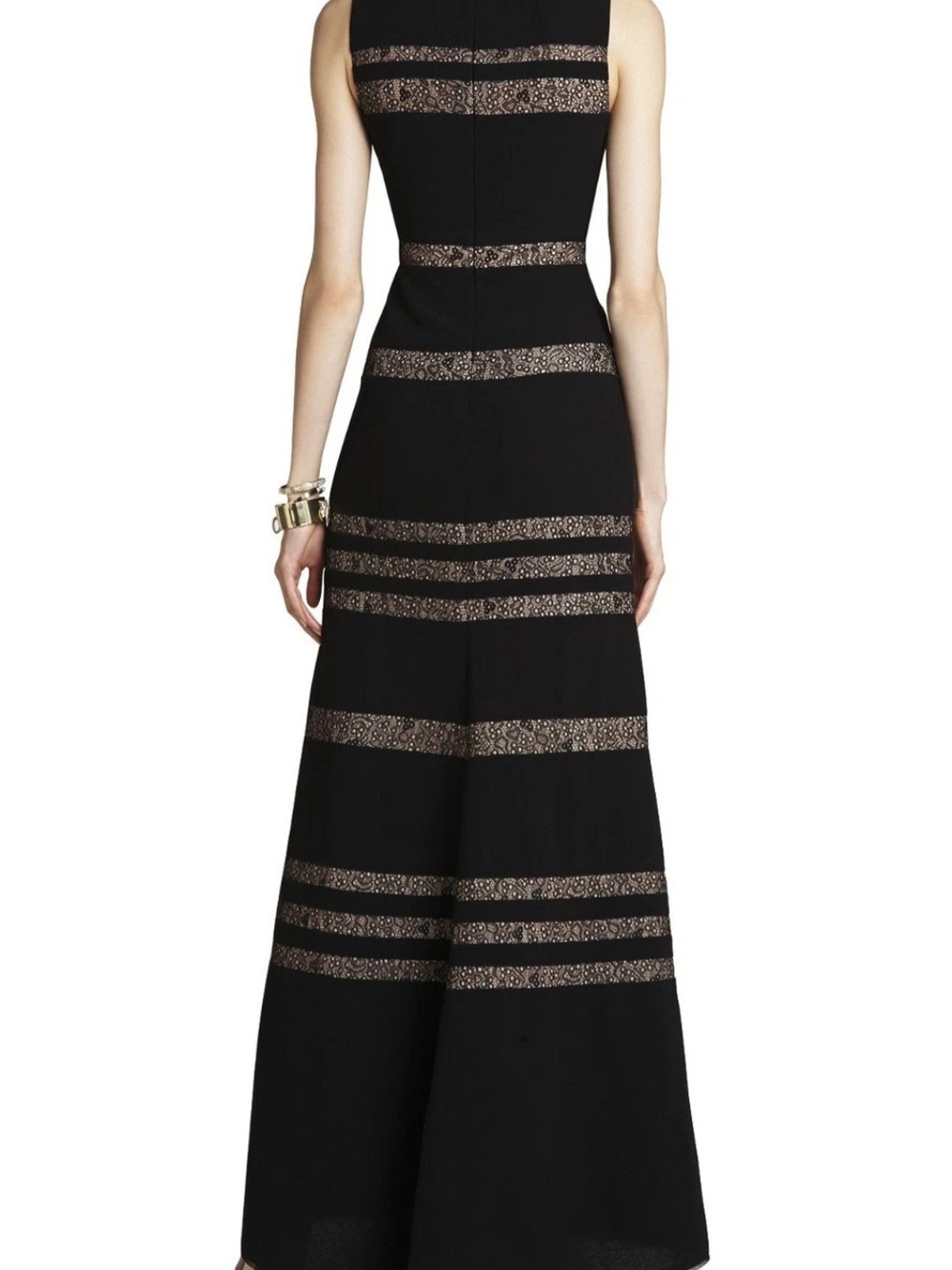 BCBGMaxAzria Black Maxi Dress with Sheer Lace Banding - Picture 2 of 7